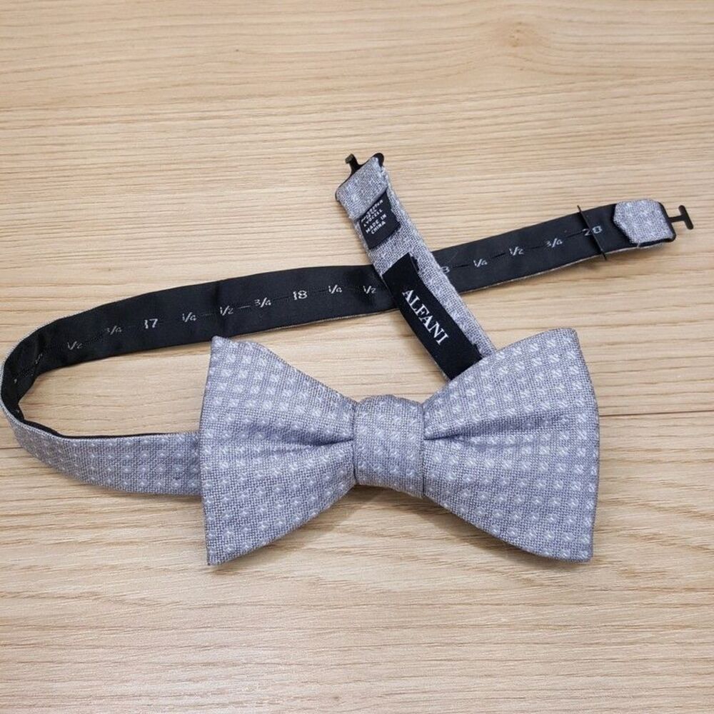 ALFANI Bow Tie Grey Woven Textured Cube Square Geometric Pre-Tied Bowtie